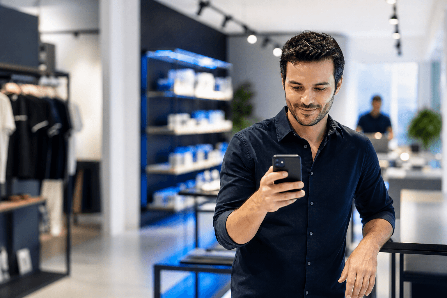 Empresário acompanhando novas oportunidades no celular
